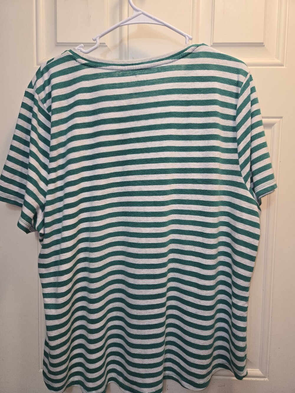 Talbots Green and White Striped Crewneck Tee - Picture 3 of 4